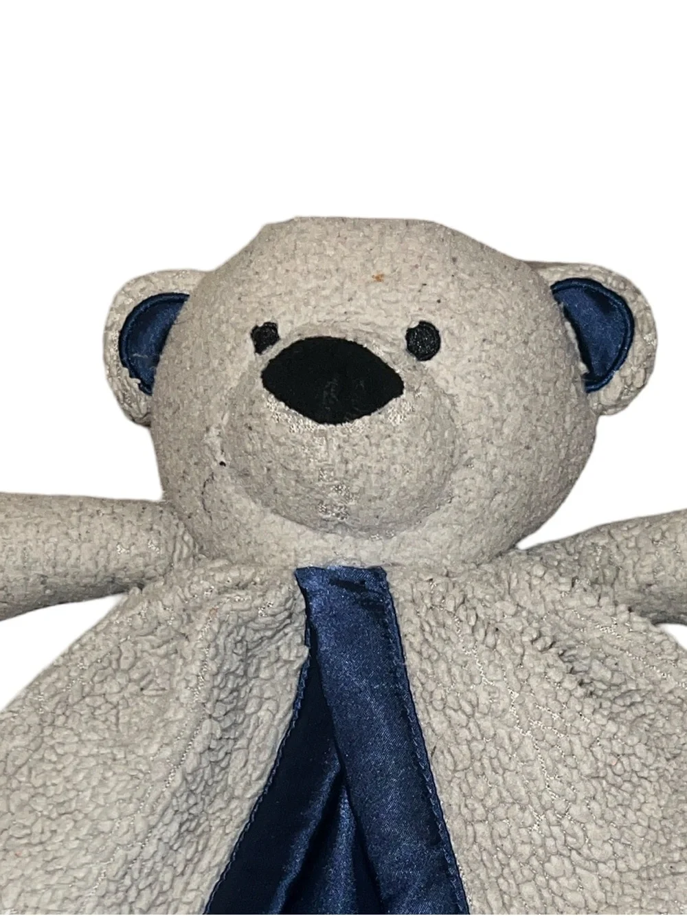 Scentsy Boo the Bear Blankie Buddy Gray Navy Blue Satin Lovey Security Blanket
